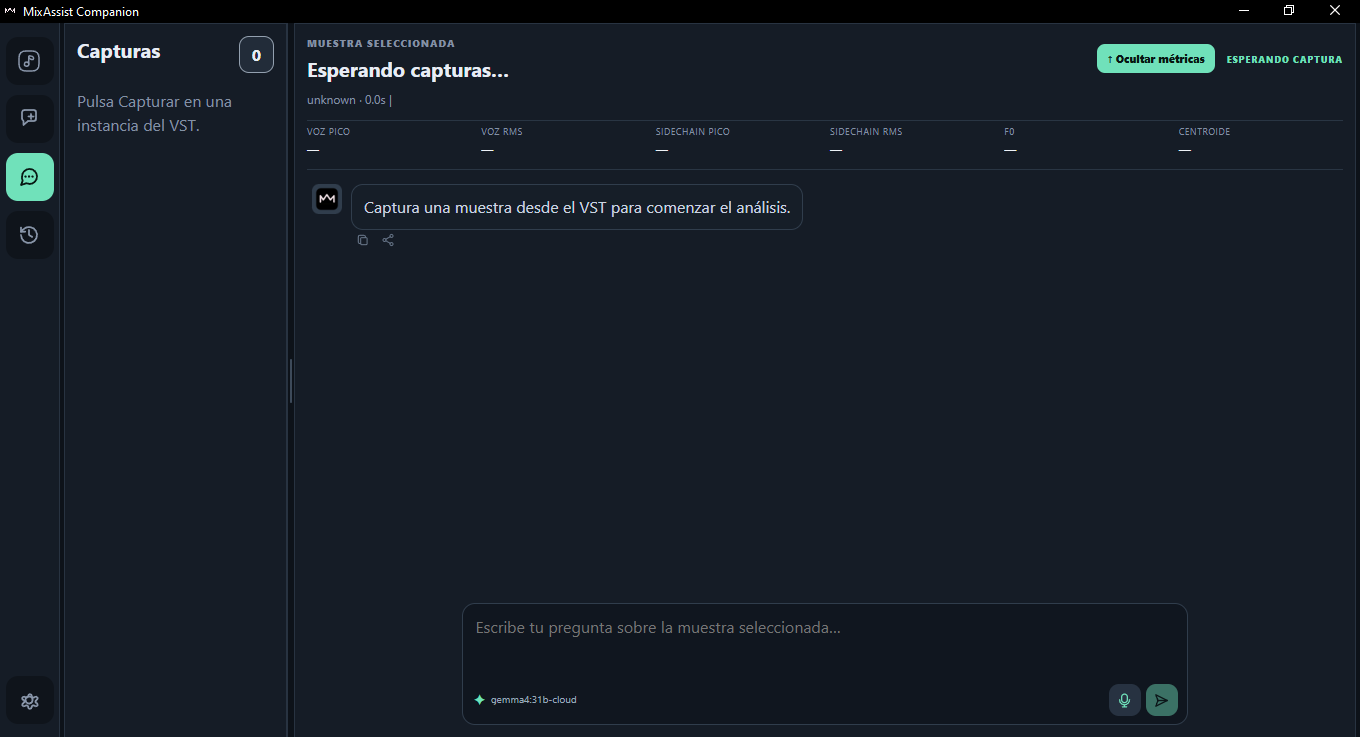 MixAssist Companion analizando una captura de audio
